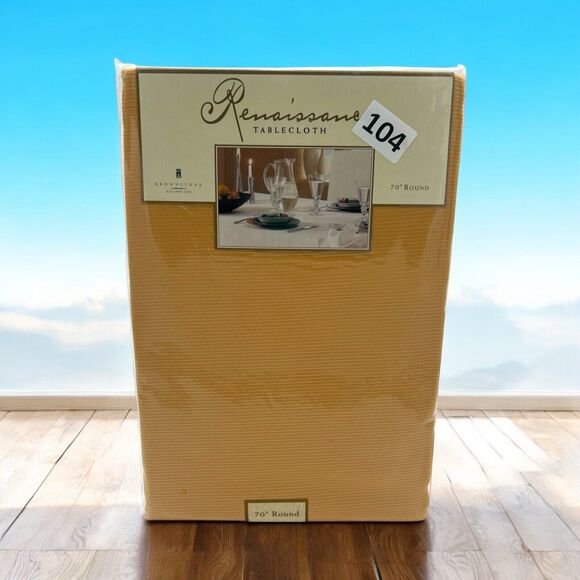 NOS ELRENE HOME FASHIONS 100% POLYESTER Harvest GOLD 70" ROUND TABLECLOTH - Picture 1 of 10